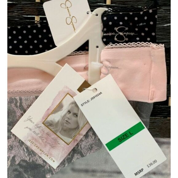 Jessica Simpson L Gray Floral-Pink-Black Polka Dot No Line Thong Panties-3-Pk - Picture 7 of 7